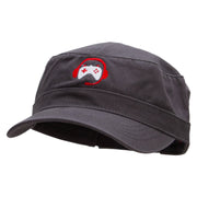 Controller Headset Embroidered Garment Washed Adjustable Army Cap - Charcoal-Grey OSFM