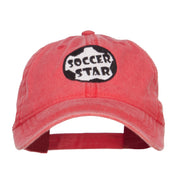 Soccer Star Embroidered Washed Cap