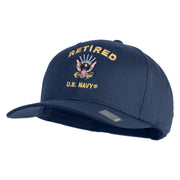 Retired US Navy Embroidered Solid Cotton Twill Pro Style Cap - Navy OSFM