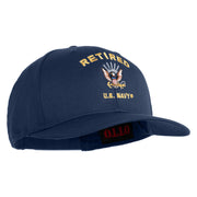 Retired US Navy Embroidered Solid Cotton Twill Pro Style Cap - Navy OSFM