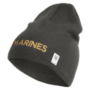 Marines Symbol Embroidered 8 Inch Short Beanie Made in USA - Charcoal OSFM