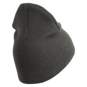 Marines Symbol Embroidered 8 Inch Short Beanie Made in USA - Charcoal OSFM