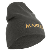 Marines Symbol Embroidered 8 Inch Short Beanie Made in USA - Charcoal OSFM