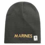 Marines Symbol Embroidered 8 Inch Short Beanie Made in USA - Charcoal OSFM