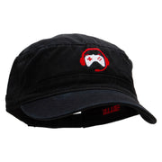 Controller Headset Embroidered Garment Washed Adjustable Army Cap - Black OSFM