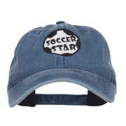 Soccer Star Embroidered Washed Cap