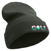 Golf with Ball Embroidered 12 Inch Long Knitted Beanie - Dk-Grey OSFM