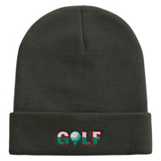 Golf with Ball Embroidered 12 Inch Long Knitted Beanie - Dk-Grey OSFM