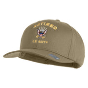 Retired US Navy Embroidered Solid Cotton Twill Pro Style Cap - Khaki OSFM