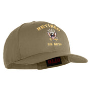 Retired US Navy Embroidered Solid Cotton Twill Pro Style Cap - Khaki OSFM