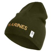 Marines Symbol Embroidered 8 Inch Short Beanie Made in USA - Olive OSFM
