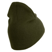 Marines Symbol Embroidered 8 Inch Short Beanie Made in USA - Olive OSFM