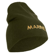Marines Symbol Embroidered 8 Inch Short Beanie Made in USA - Olive OSFM