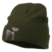 Black Cat Embroidered Long Beanie