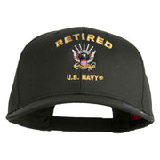 Retired US Navy Embroidered Solid Cotton Twill Pro Style Cap - Charcoal OSFM