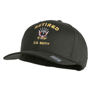 Retired US Navy Embroidered Solid Cotton Twill Pro Style Cap - Charcoal OSFM