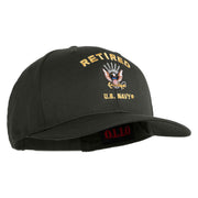 Retired US Navy Embroidered Solid Cotton Twill Pro Style Cap - Charcoal OSFM