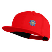 Small Blue Chiffon Daisy Floral Iron On Patched 6 Panel High Profile Structured Snapback - Red OSFM