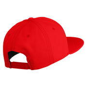Small Blue Chiffon Daisy Floral Iron On Patched 6 Panel High Profile Structured Snapback - Red OSFM