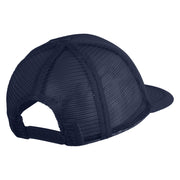 Old English Black L Patched Flat Bill Trucker Snapback Cap - Navy OSFM