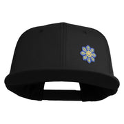 Small Blue Chiffon Daisy Floral Iron On Patched 6 Panel High Profile Structured Snapback - Black OSFM