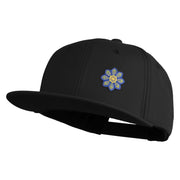 Small Blue Chiffon Daisy Floral Iron On Patched 6 Panel High Profile Structured Snapback - Black OSFM