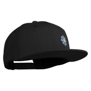 Small Blue Chiffon Daisy Floral Iron On Patched 6 Panel High Profile Structured Snapback - Black OSFM