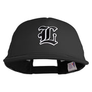 Old English Black L Patched Flat Bill Trucker Snapback Cap - Black OSFM
