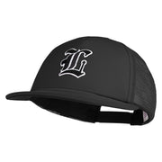 Old English Black L Patched Flat Bill Trucker Snapback Cap - Black OSFM
