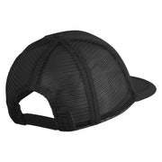 Old English Black L Patched Flat Bill Trucker Snapback Cap - Black OSFM