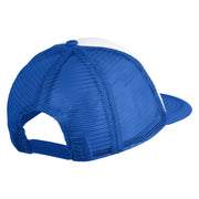 Old English Black L Patched Flat Bill Trucker Snapback Cap - White Royal OSFM