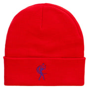 Twirling Gymnast Embroidered 12 Inch Long Knitted Beanie - Red OSFM