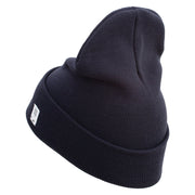US Marine Corps Embroidered 12 Inch Solid Knit Cuff Long Beanie Made in USA - Navy OSFM