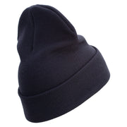 US Marine Corps Embroidered 12 Inch Solid Knit Cuff Long Beanie Made in USA - Navy OSFM