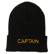 Captain Embroidered Cuff Long Beanie