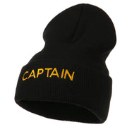 Captain Embroidered Cuff Long Beanie