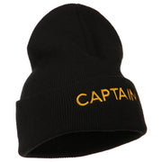 Captain Embroidered Cuff Long Beanie