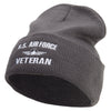 Air Force Veteran Embroidered 12 inch Acrylic Cuffed Long Beanie - Grey OSFM