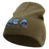 Aqua Sea Embroidered 8 inch Acrylic Short beanie - Olive OSFM