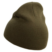 Aqua Sea Embroidered 8 inch Acrylic Short beanie - Olive OSFM