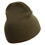 Aqua Sea Embroidered 8 inch Acrylic Short beanie - Olive OSFM