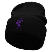 Twirling Gymnast Embroidered 12 Inch Long Knitted Beanie - Black OSFM