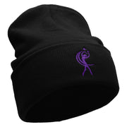 Twirling Gymnast Embroidered 12 Inch Long Knitted Beanie - Black OSFM