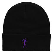 Twirling Gymnast Embroidered 12 Inch Long Knitted Beanie - Black OSFM