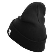 US Marine Corps Embroidered 12 Inch Solid Knit Cuff Long Beanie Made in USA - Black OSFM
