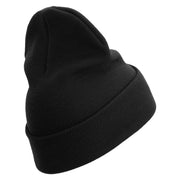 US Marine Corps Embroidered 12 Inch Solid Knit Cuff Long Beanie Made in USA - Black OSFM