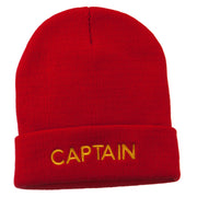 Captain Embroidered Cuff Long Beanie