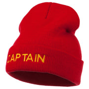 Captain Embroidered Cuff Long Beanie