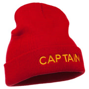 Captain Embroidered Cuff Long Beanie