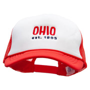 Ohio Year Established Embroidered Foam Panel Mesh Snapback - White-Red OSFM